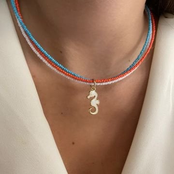 Renkli Doğaltaş Deniz Atlı Kolye Seahorse