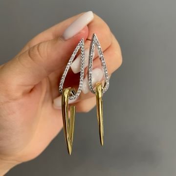 İthal İki Renkli Tasarım Küpe
