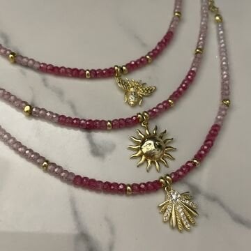 925 Ayar Gümüş İthal Pembe Kuvars Taşlı Tasarım Bileklik