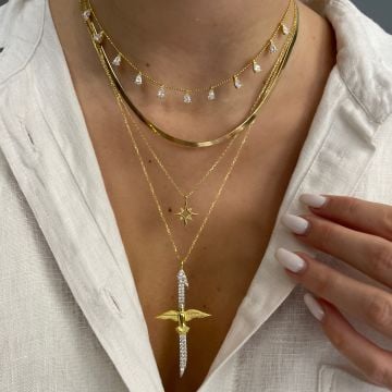 925 Ayar Gümüş Elif Ve Anka Kuşu Tasarım Kolye Amaris