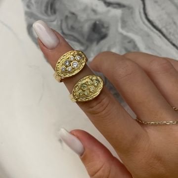 925 Ayar Gümüş Vintage Renkli Taşlı Tasarım Yüzük Milla