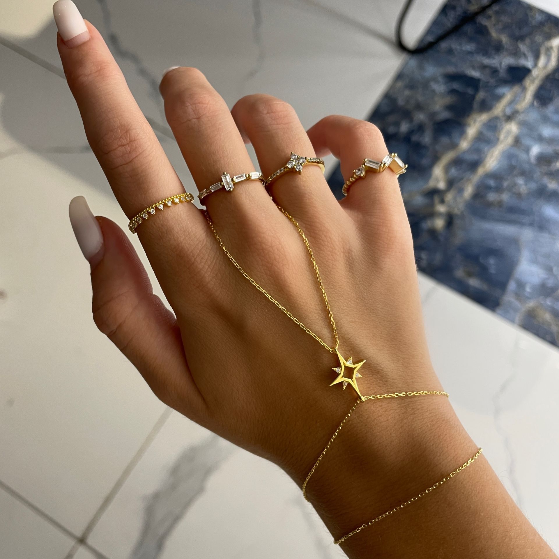 925 Ayar Gümüş Taşlı Kutup Yıldızı Şahmeran Linda