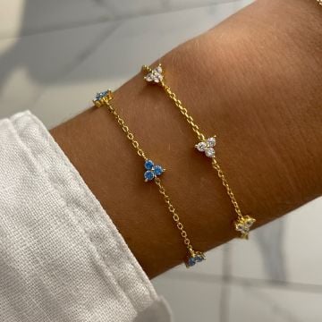 925 Ayar Gümüş İthal Üçgen Tasarımlı Taşlı Bileklik