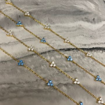 925 Ayar Gümüş İthal Üçgen Tasarımlı Taşlı Bileklik