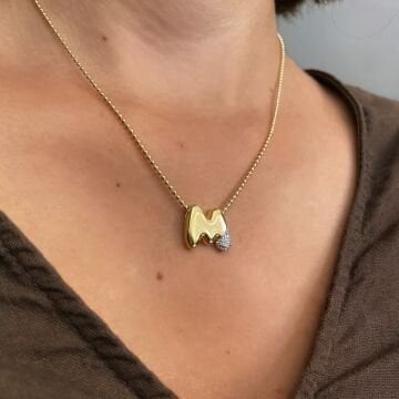 925 Ayar Gümüş İthal Taşlı Balon Harf Kolye Ovia