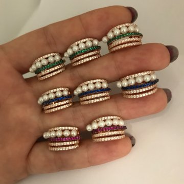 925 Ayar Gümüş Zirkon Taşlı Sıkıştırmalı Kıkırdak Küpe Clam