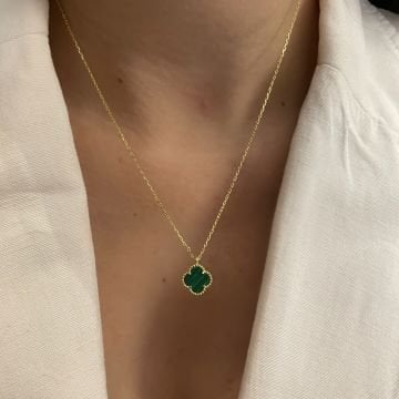 925 Ayar Gümüş Minimal Sedef Taşlı Yonca Kolye Mini Yonca
