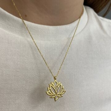 925 Ayar Gümüş Lotus Çiçeği Kolye Lotus