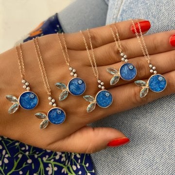 925 Ayar Gümüş Balık Kolye Balığım Mavi