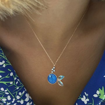 925 Ayar Gümüş Balık Kolye Balığım Mavi