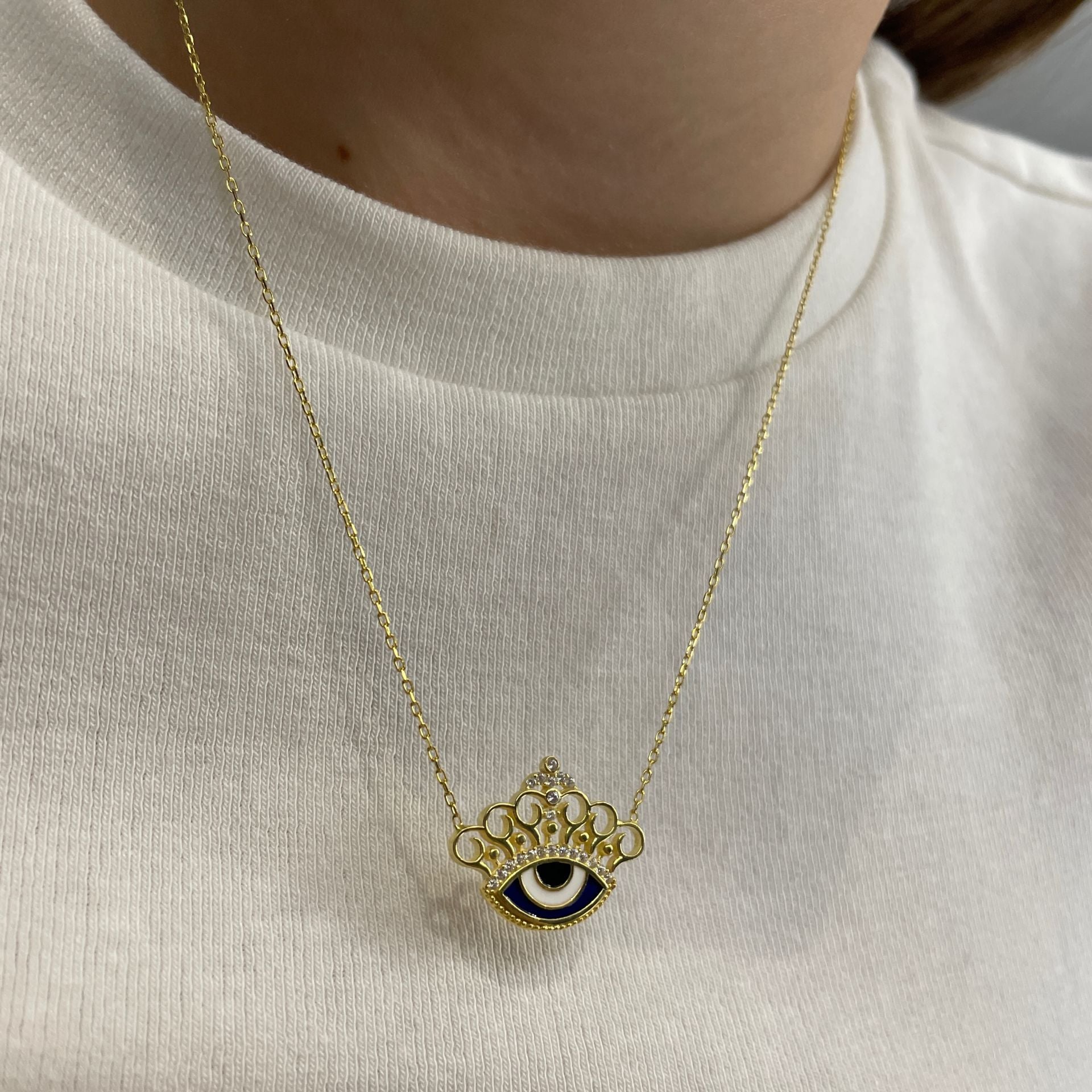 925 Ayar Gümüş Mineli Göz Kolye Kraliçem