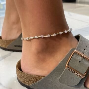 İthal Pembe Kuvars Taşlı Halhal Pinky