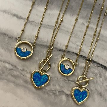 925 Ayar Gümüş İthal Opal Taşlı Kolye Peru