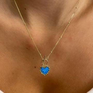 925 Ayar Gümüş İthal Opal Taşlı Kolye Peru