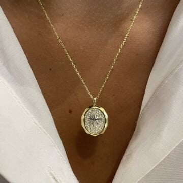 925 Ayar Gümüş İthal Taşlı Kutup Yıldızı Kolye Lidia