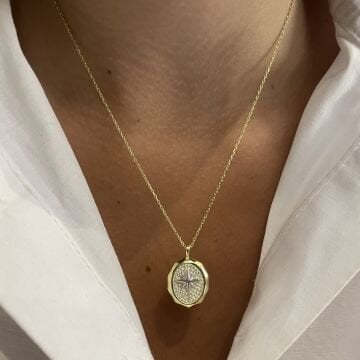 925 Ayar Gümüş İthal Taşlı Kutup Yıldızı Kolye Lidia