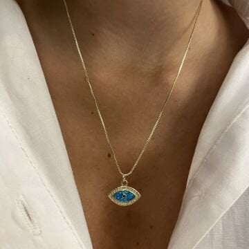 İthal Taş Detaylı Tasarım Opal Taşlı Kolye