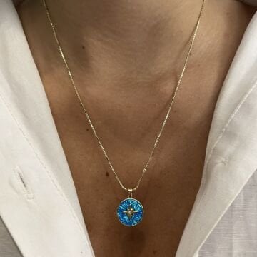İthal Taş Detaylı Tasarım Opal Taşlı Kolye