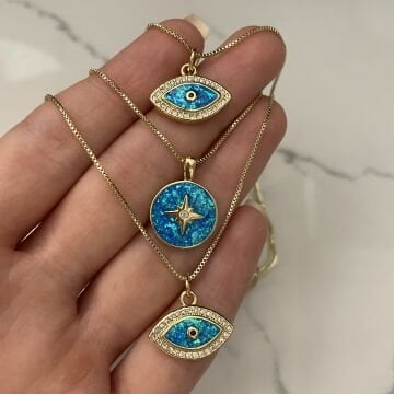 İthal Taş Detaylı Tasarım Opal Taşlı Kolye