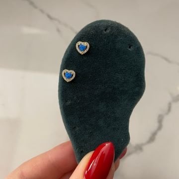 925 Ayar Gümüş Opal Taşlı Kalpli Piercing Alena