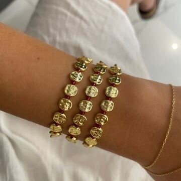 Pullu Kırmızı Taşlı Bileklik Brilla