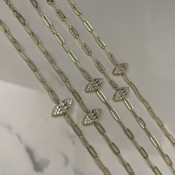 İthal Baget Taşlı Göz Model Tasarım Zincir Bileklik Glacia