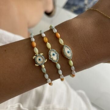 Renkli Sedef Taşlı Tasarım Figürlü Bileklik Lorine