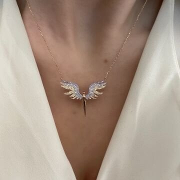 925 Ayar Gümüş Mavi Geçişli Melek Kolye Ice Angel