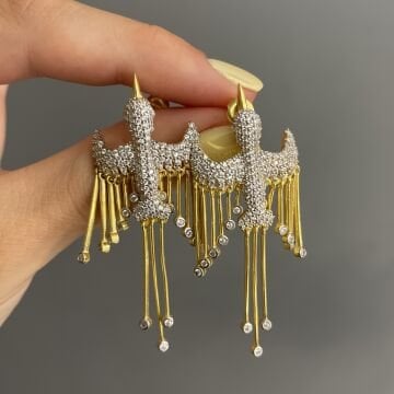 925 Ayar Gümüş İthal Taşlı Tasarım Kırlangıç Küpe