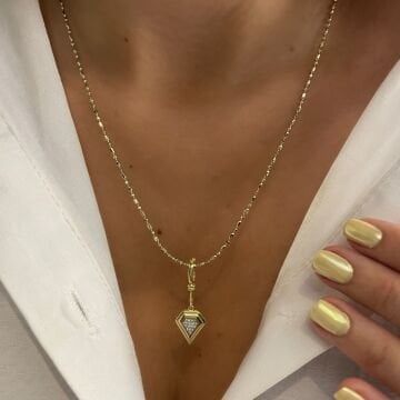 925 Ayar Gümüş İthal Taşlı Üçgen Tasarımlı Kolye Lyra