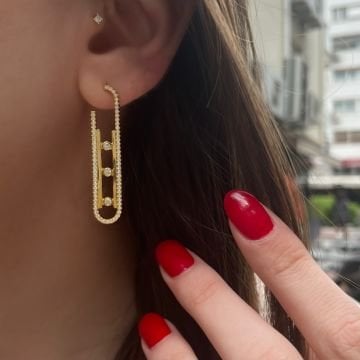925 Ayar Gümüş Taşlı Marka Küpe Stell