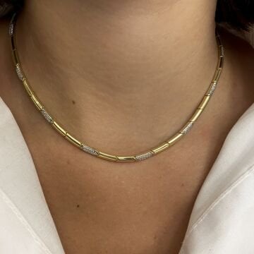 925 Ayar Gümüş İthal Altın Modeli Taşlı Tasarım Kolye