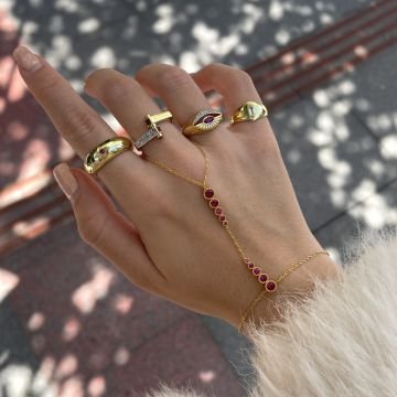 925 Ayar Gümüş İthal Sıralı Taşlı  Şahmeran Nida