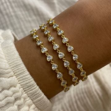 925 Ayar Gümüş İthal Taşlı Kalp Bileklik Tania