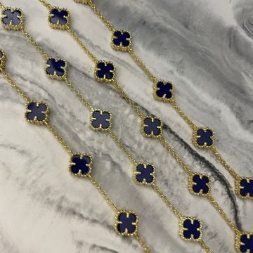 925 Ayar Gümüş İthal Oniks Taşlı Yonca Bileklik Lucky Clover