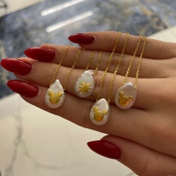 925 Ayar Gümüş Barok İncisi Kolye Morgane