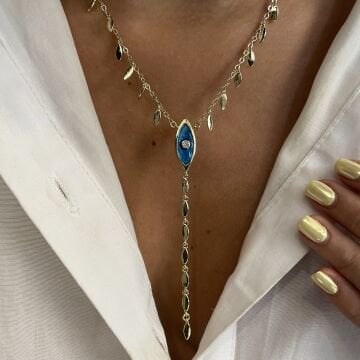 İthal Tasarım Arpa Model Cam Göz Y Kolye Marina