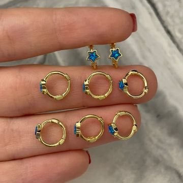 925 Ayar Gümüş Opal Taşlı Yıldız Halka Piercing MiniStars