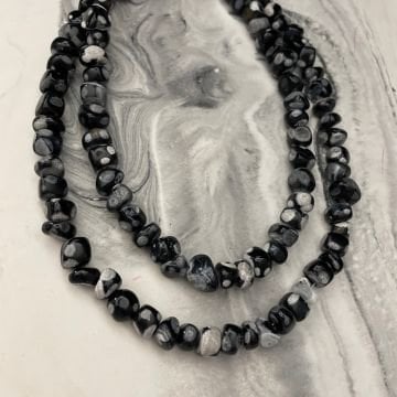 Siyah Akik Taşlı Doğaltaş Kolye