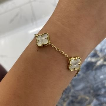 Sedef Taşlı Sıralı Yonca Bileklik