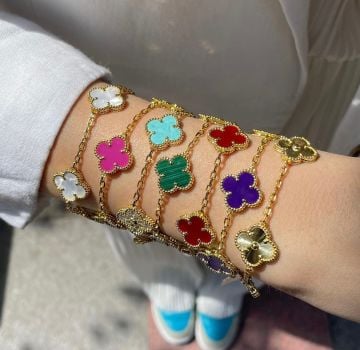 Sedef Taşlı Sıralı Yonca Bileklik