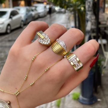 925 Ayar Gümüş Tasarım Taşlı Yüzük Erna