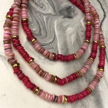 Pembe Sedef Taşlı Kolye Pinky