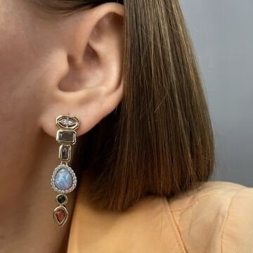 İthal Opal taşlı Tasarım Küpe Nexa