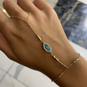 İthal Turkuaz Taşlı Tasarım Göz Şahmeran