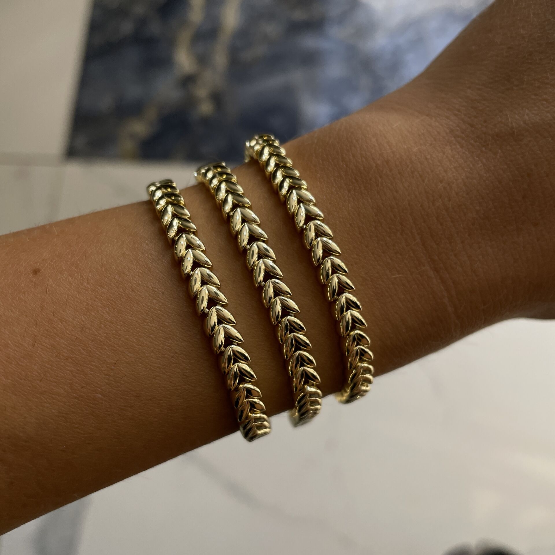 İthal Yaprak Model Zincir Bileklik Selora