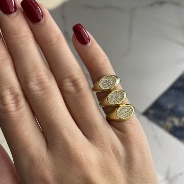 925 Ayar Gümüş İthal Taşlı Serçe Parmak Yüzük Novara