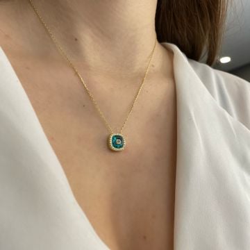 925 Ayar Gümüş Cam Göz Kolye Meri