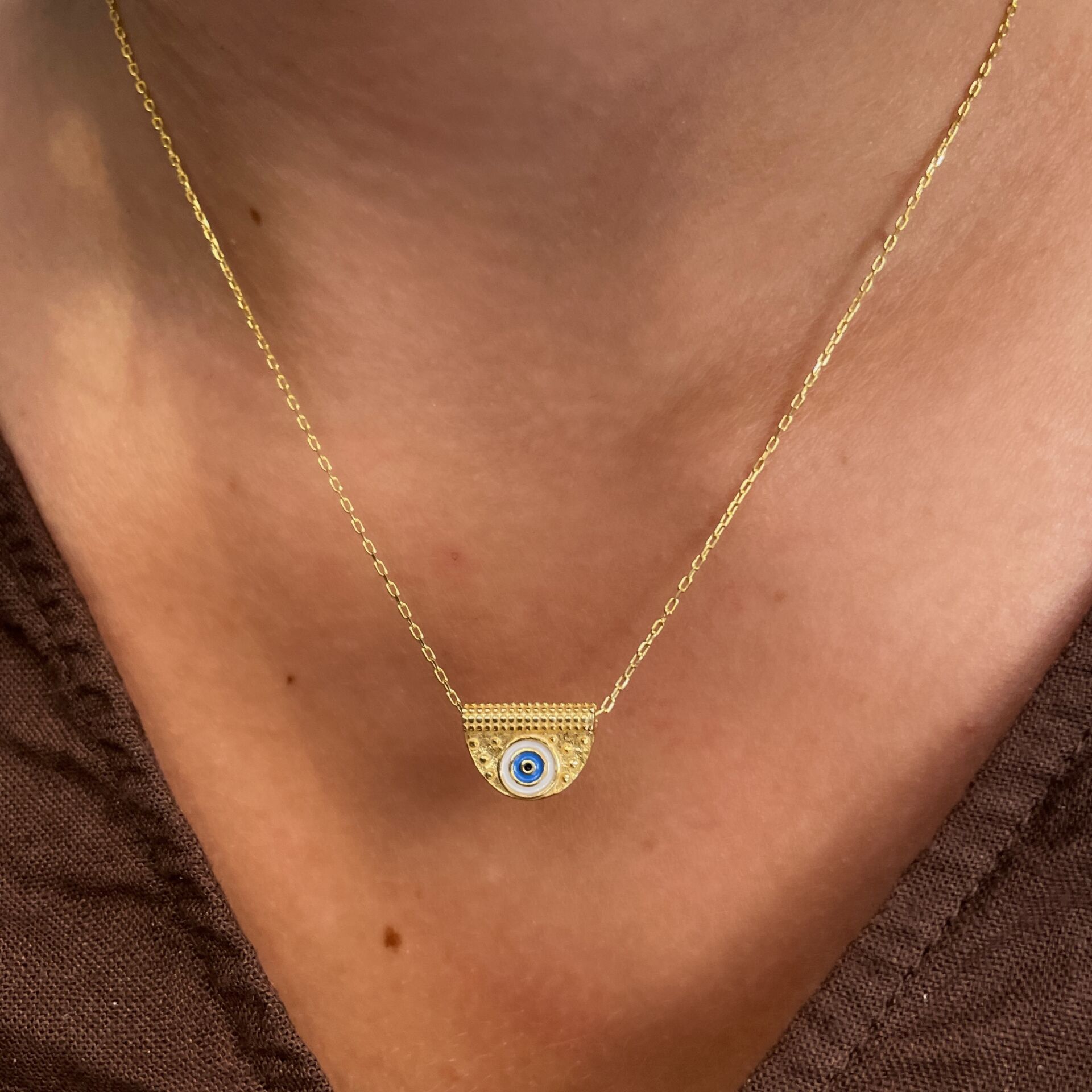 925 Ayar Gümüş İthal Mineli Göz Kolye Nivra