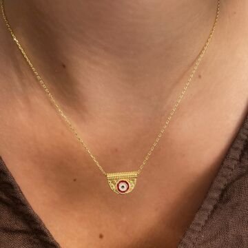 925 Ayar Gümüş İthal Mineli Göz Kolye Nivra